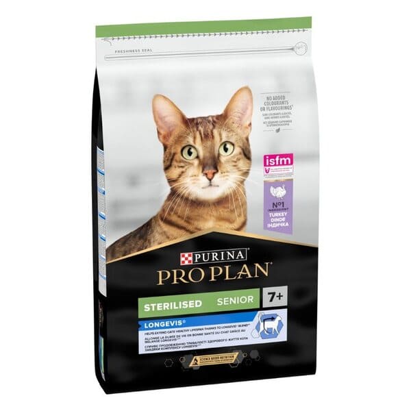 Pro Plan Sterilised Senior Longevis 7+ barība sterilizētiem senioriem ar tītaru 10 kg
